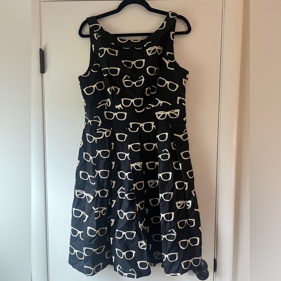 Eva Franco for Anthropologie Frames & Fortune Eyeglass Dress Black Ivory Size 14 - Picture 2 of 11